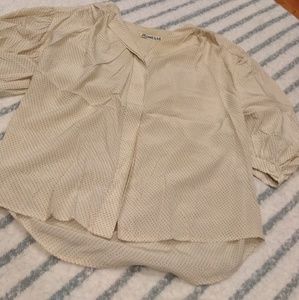 Jeunesse Silk Cream & Gray Polka-Dot Blouse